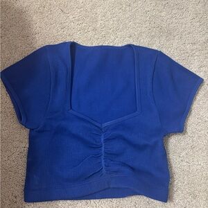 Hollister Blue Ribbed Scrunched Crop top